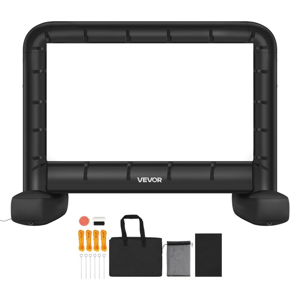 Inflatable Movie Screen, 600D Projection Projector Screen, Projection Screen with Portable Storage Bag, 16:9 Movie Projection for Home Theater Theme Party, Pool Fun (328x130x251cm)