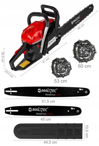 Benzin-Kettensäge 58 cm³ 5,7 KM – 2× Schwert, 2× Kette & Öl Benzin-Kettensäge 58 cm³ 5,7 KM – 2× Schwert, 2× Kette & Öl