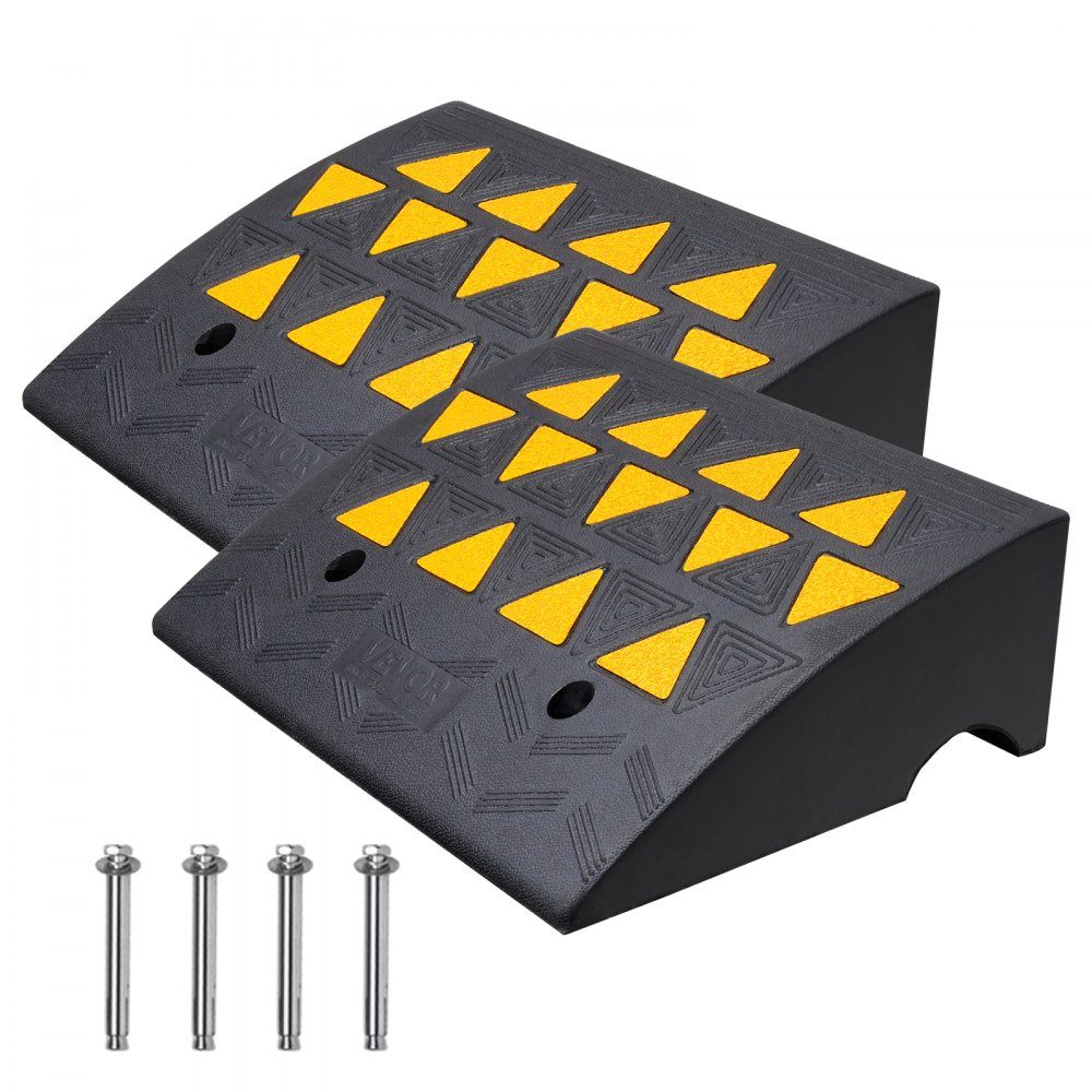 2x threshold ramp, solid rubber door threshold ramp, max. load capacity up to 15 tonnes, curb ramp, 49.1 x 37 x 15.2 cm, wheelchair ramp, access ramp, rubber ramp, suitable for uneven floors, curbs