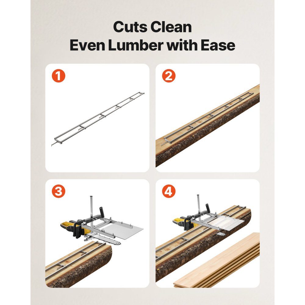 Sawmill Rail Guide System 4.5m, 6 Crossbar Chainsaw Milling Kits, Aluminum Saw Milling Rail System for Chainsaw, 4 Wedge Rail Milling Guide Kit for Construction Workers and Woodworkers