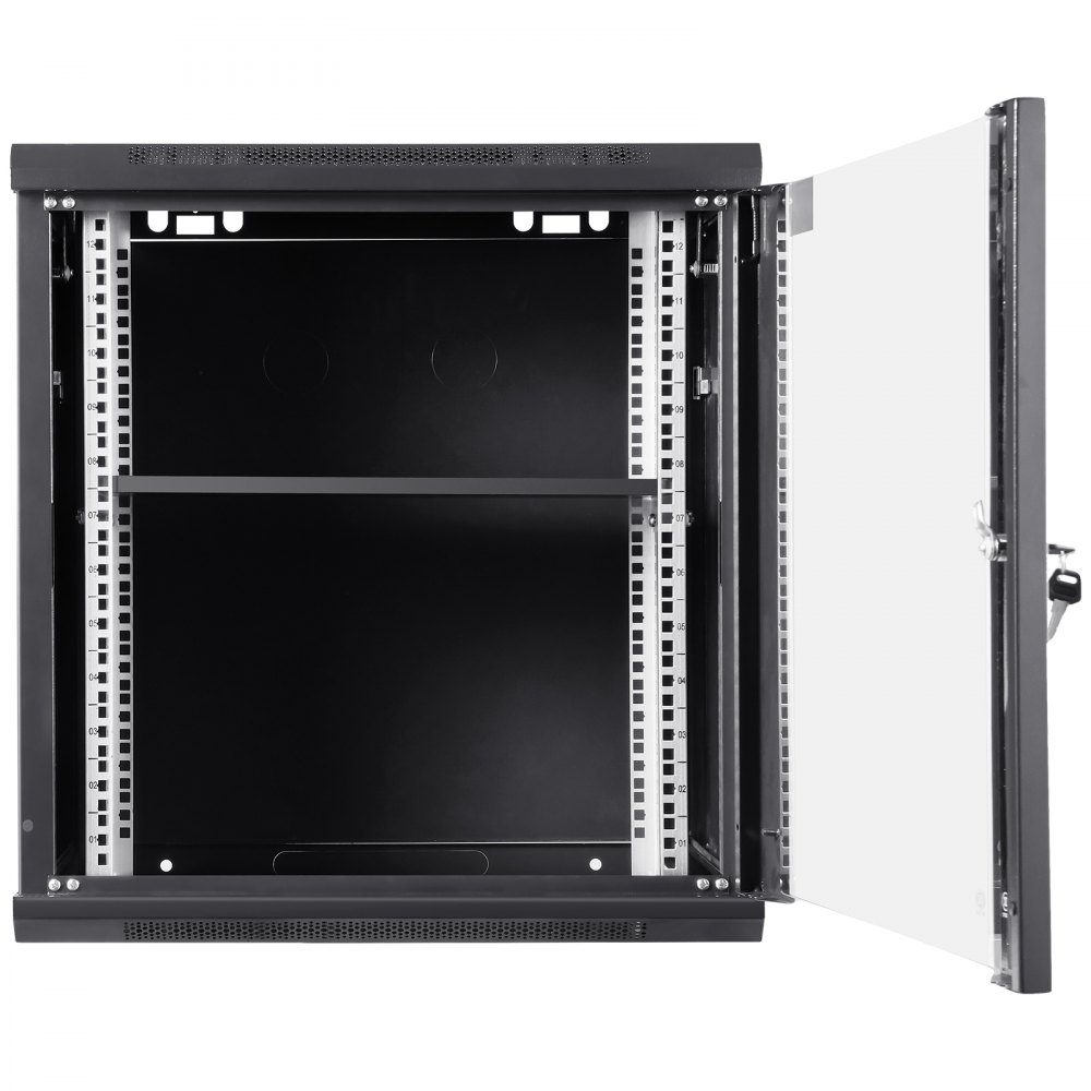 12U Wall Mount Network Server Cabinet 15.5" Deep Server Rack Cabinet Enclosure Approx. 200 lbs. Floor-mounted loading capacity, with lockable glass door side panels, for IT equipment, A/V equipment