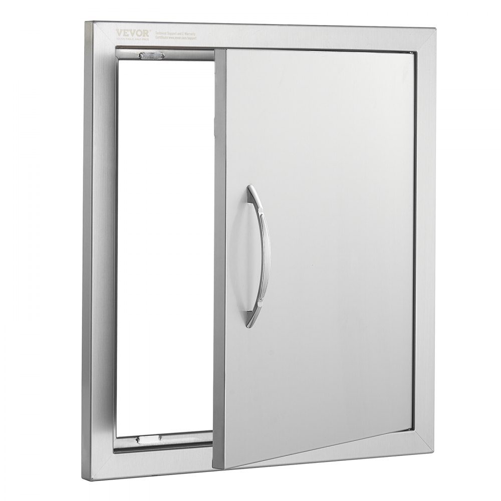 Grill-Zugangstür, 457 x 508 mm, einzelne Außenküchentür, bündig montierte Edelstahltür, vertikale Wandtür mit Griff und Haken, für Grillinsel, Grillstation, Außenschrank