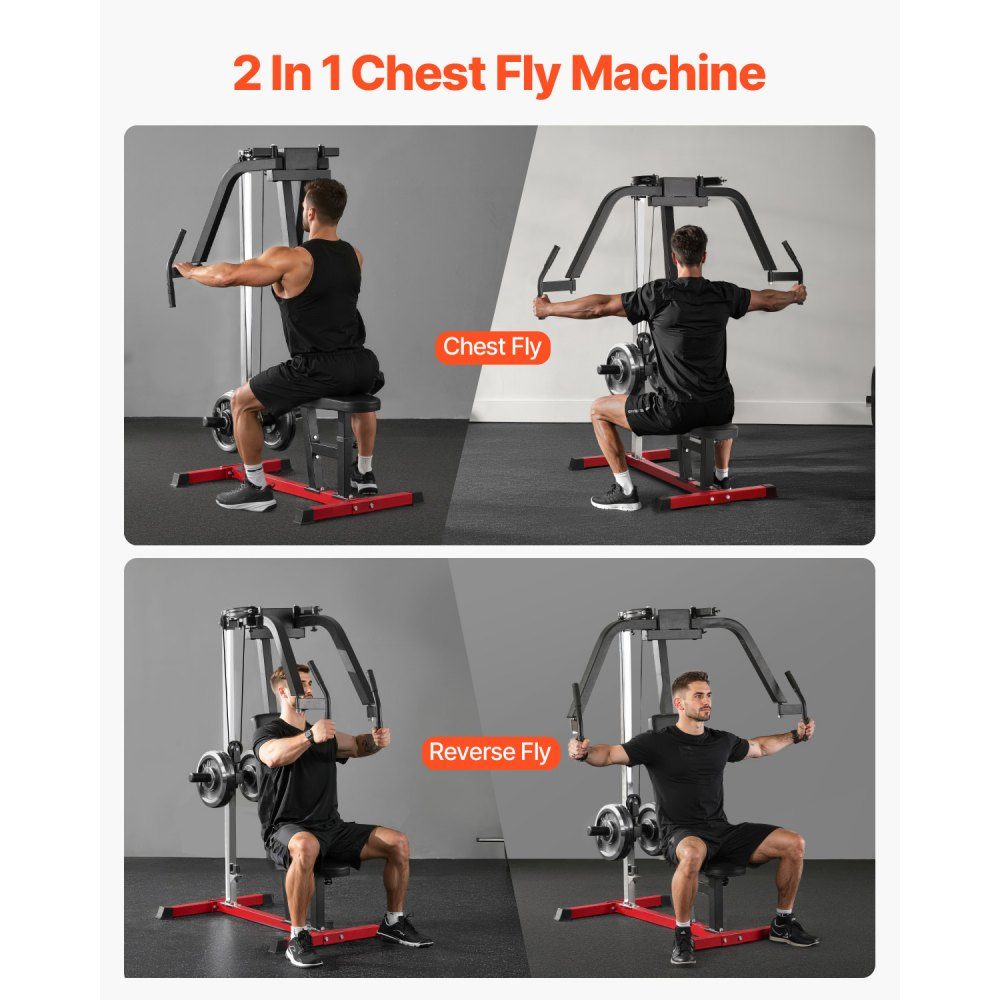 Vlindermachine speciaalapparaat (204 kg draagvermogen) voor het bovenlichaam voor de homegym, verstelbaar fitnessstation, voor spiertraining (borst, rug, achterste deltaspier)