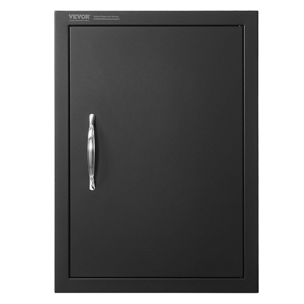 Porte d'accès au gril 415x570mm Porte de cuisine extérieure simple Porte à panneau froid encastré Porte murale verticale avec poignée pour Grill Island Grill Station Armoire extérieure Noir