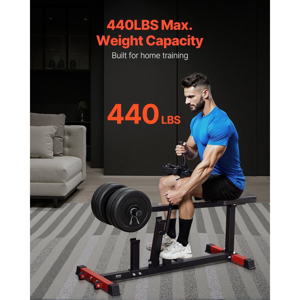 Seated calf machine, calf trainer with 200 kg load capacity for leg exercises, strength leg trainer, special machine for the lower body, suitable for weight plates (25.4 / 50.8 mm)