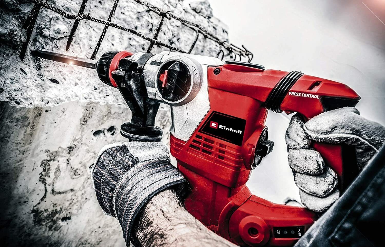 Einhell TE-RH 32 4F Hammerbohrer-Set (1250 W, 5,0 Joule, 32 mm Bohrleistung in Beton, SDS-Plus, Antivibrationsgriff, inkl. E-Box, 3 Bohrer, Spitz- und Flachmeißel)