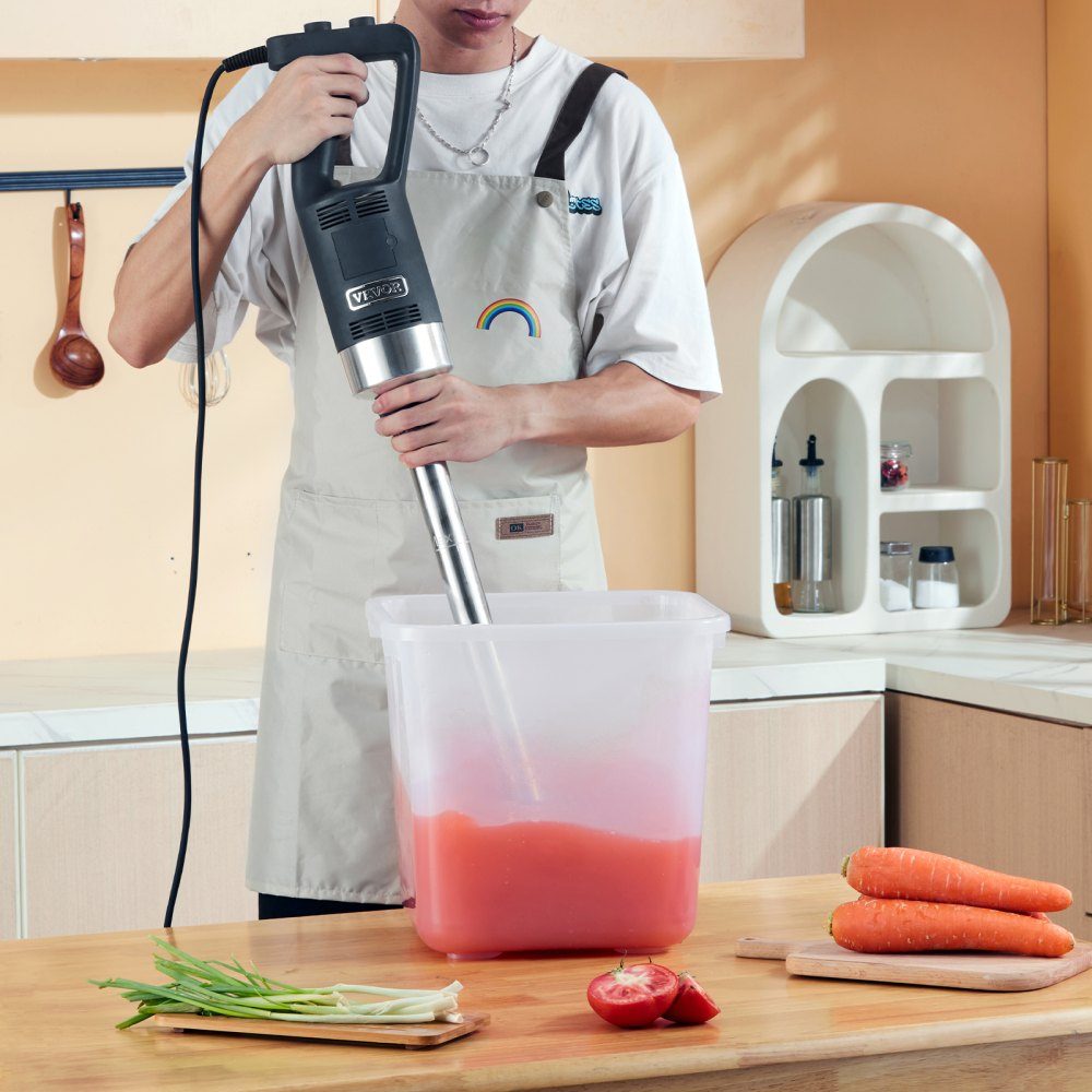 Mixeur à purée mixeur plongeant électrique 500 W, mixeur haute performance réglable 4000-18000 tr/min, mixeur plongeant polyvalent en acier inoxydable tige d'agitation amovible de 855 mm, comprenant crochet mural et tête de couteau de rechange