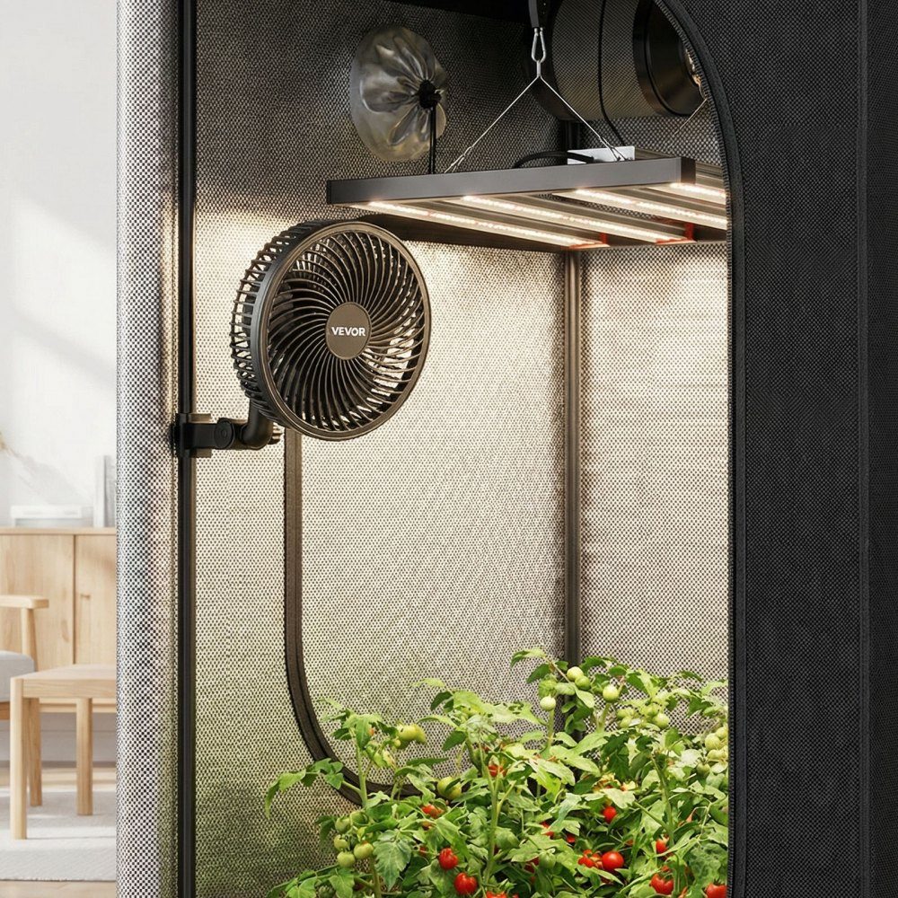 Grow Fan with Clip Oscillation, 10W Clip Fan with Type-C Port, 9 Speed ​​Levels & Circulation Mode, Circulation Fan for Circulation & Cooling in Grow Box, Grow Tent, Black