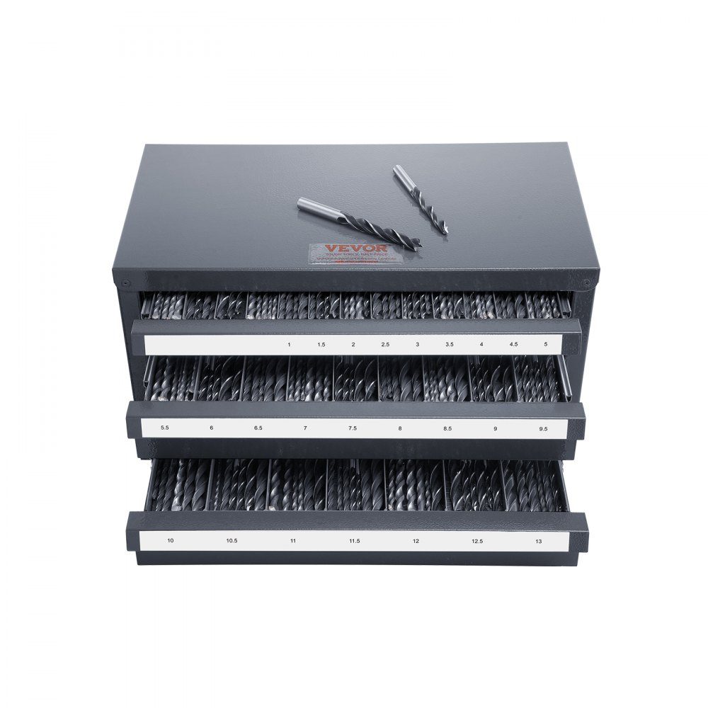 Bohrer-Spender-Schrank, Bohrer-Organizer mit drei Schubladen für 1 mm bis 13 mm, Bohrer-Spender-Organizer aus Stahl mit Etiketten, stapelbarer Bohrer-Spender zur Bohrer-Aufbewahrung