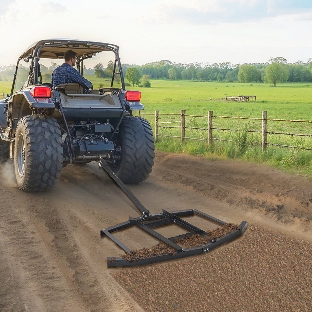 Schleppegge, 66" breite Wiesenegge aus Q235-Stahl mit verstellbaren Stangen und Stiftkupplung, Tragfähigkeit bis zu 50 Pfund, Rasenschlepp für ATVs, UTVs, Garten- und Rasentraktoren