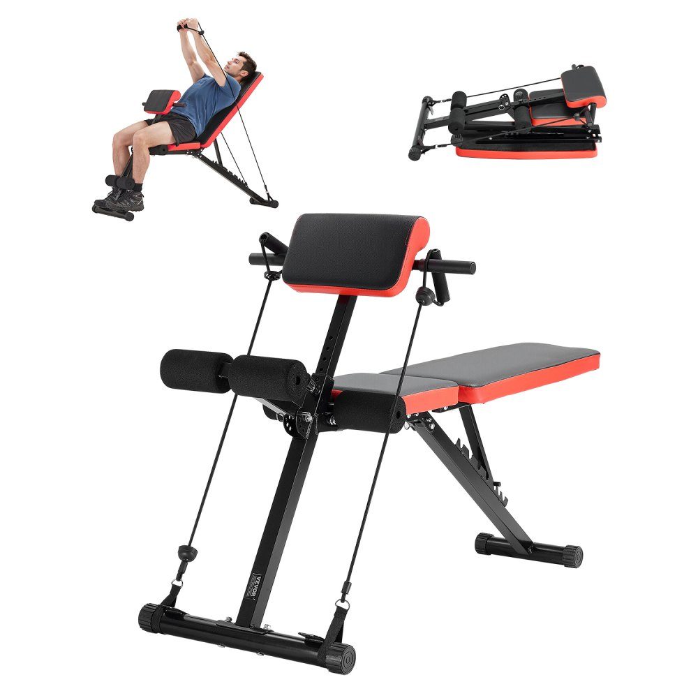 Multifunctional Full Body Training Weight Bench Hyperextension Bench Roman Chair 350kg Adjustable Foldable Back Trainer Sit-Up Training Equipment for Home Gym Black