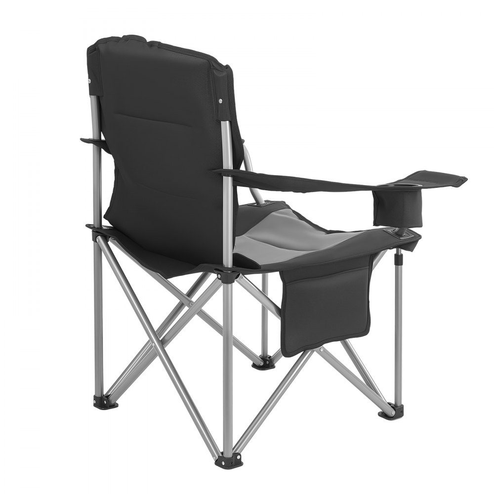 Klappstuhl mit Getränkehaltern und Armlehnen, 158 kg belastbar, Angelstuhl, faltbarer Angelstuhl, Klappstuhl, schwarz, inklusive Tragetasche, Campingstuhl, Outdoor-Regiestuhl, tragbar