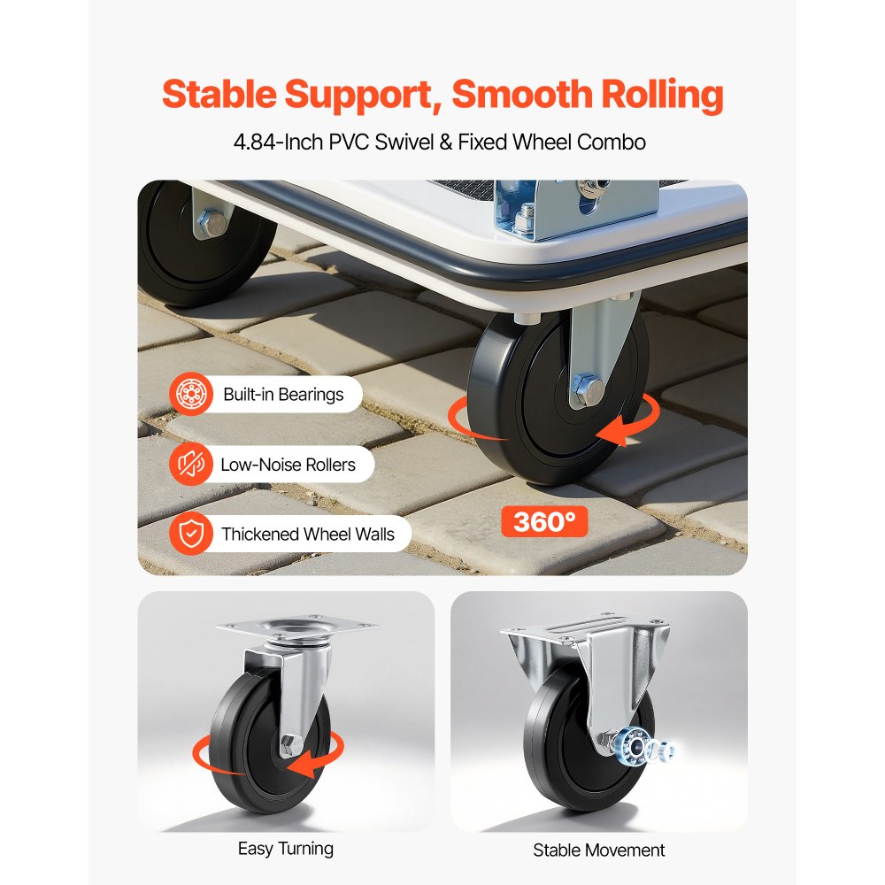 Foldable platform trolley 300 kg, transport trolley with swivel castor, hand trolley loading area with anti-slip coating, transport aid for easy storage, 900x610x870 mm trolley Foldable platform trolley 300 kg, transport trolley with swivel castor, hand trolley loading area with anti-slip coating, transport aid for easy storage, 900x610x870 mm trolley