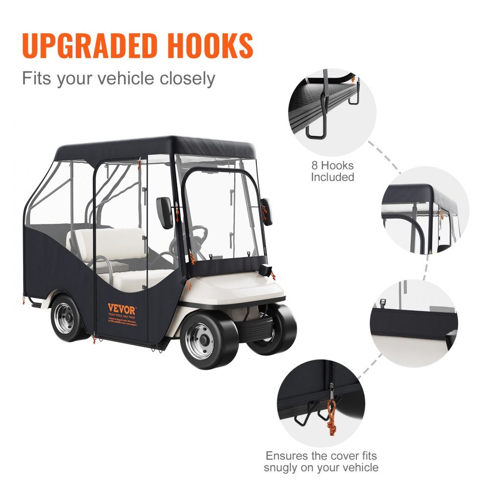 Clear Golf Cart Rain Cover 4 Person Golf Cart Cover 152x110cm 420D Polyester Waterproof Portable Mobile Golf Cart Storage Cover Fits EZGO TXT Golf Carts
