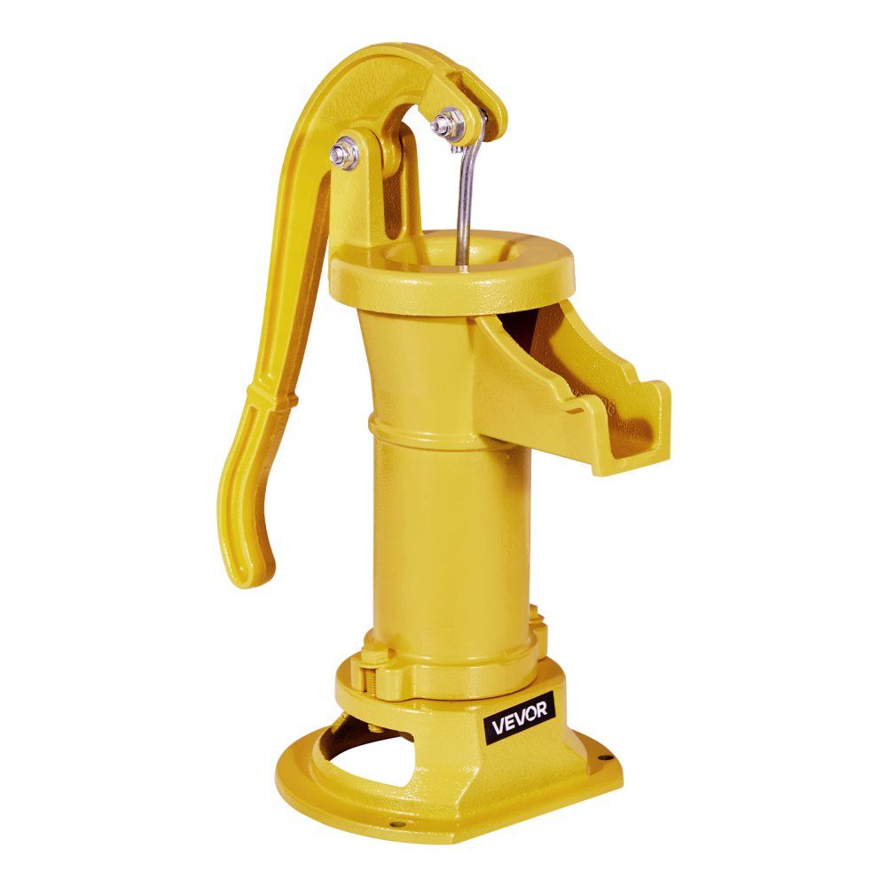 Antike Vintage Stielpumpe, 7,6 m Förderhöhe, nostalgische Gusseisenpumpe, Springbrunnenpumpe, Handpumpe, NPT 1-1/4 Zoll Anschluss, Gartenpumpe, für Garten, Teich, Hof, Bauernhof, Gelb