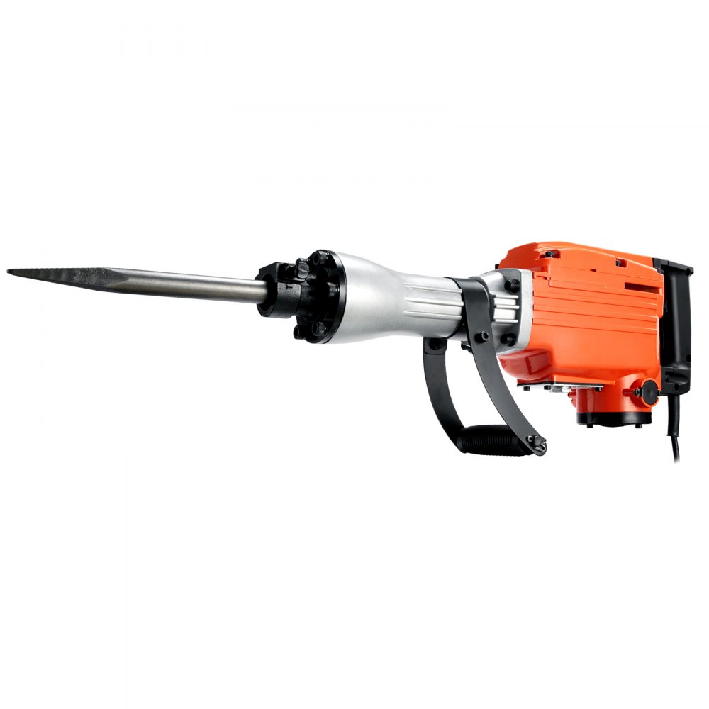 Hochleistungs-Betonbrecher, Abbruchhammer 2200 W, elektrischer Abbruchhammer, Bohrhammer, Betonhammer, Stemmhammer 1400 BPM, inklusive 6 Meißel, Spitzmeißel, Flachmeißel, Schabmeißel für Schiefer, Beton usw
