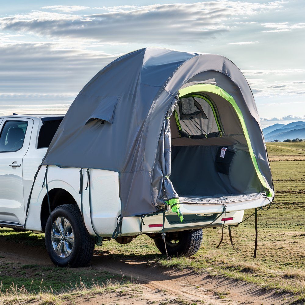 Truck Tent, Camping Tent, Pickup Tent for 1524-1585mm Truck Bed, Waterproof Truck Tent with Double Layer Windows and Storage Bag, Suitable for 2 to 3 People