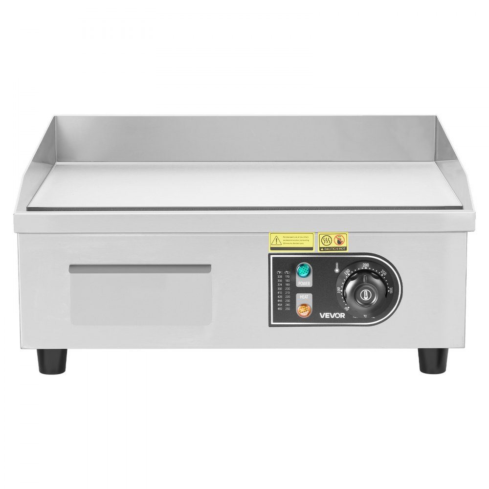 Commerciële grillplaat elektrisch 45 x 30 cm, bakplaat elektrische grill 2800 W, tafelgrillplaat 50-300 °C met 2 spatels, 2 borstels en 4 voetzolen, bakplaat voor steaks, pannenkoeken