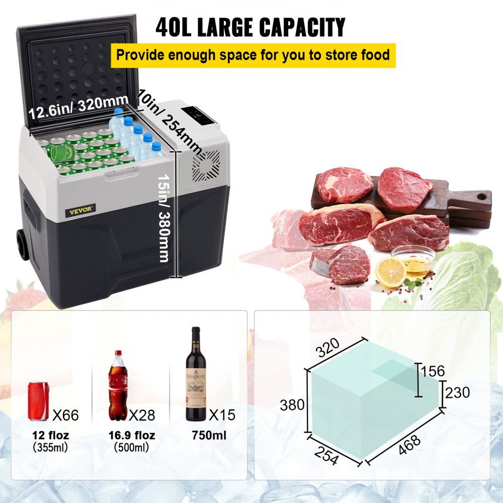 40L Auto Kühlschrank Kompressor Kühlbox Edelstahl Urlaub Isolierbox Mini Kühlschrank Kühlbox Auto und Steckdose