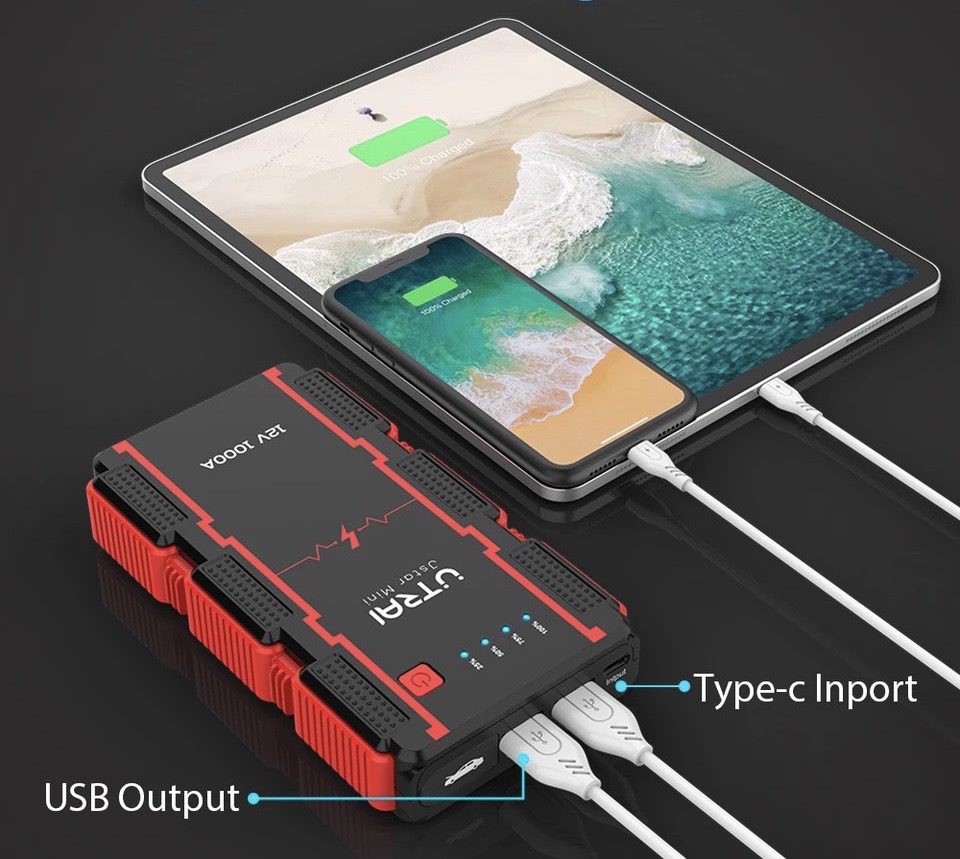 *OFFER* UTRAI Car Jump Starter 12V 1000A 13000mAh Car Battery Power Bank, up to 6L Petrol, 4.5L Diesel Starter with QC3.0, Dual USB, LED Flashlight