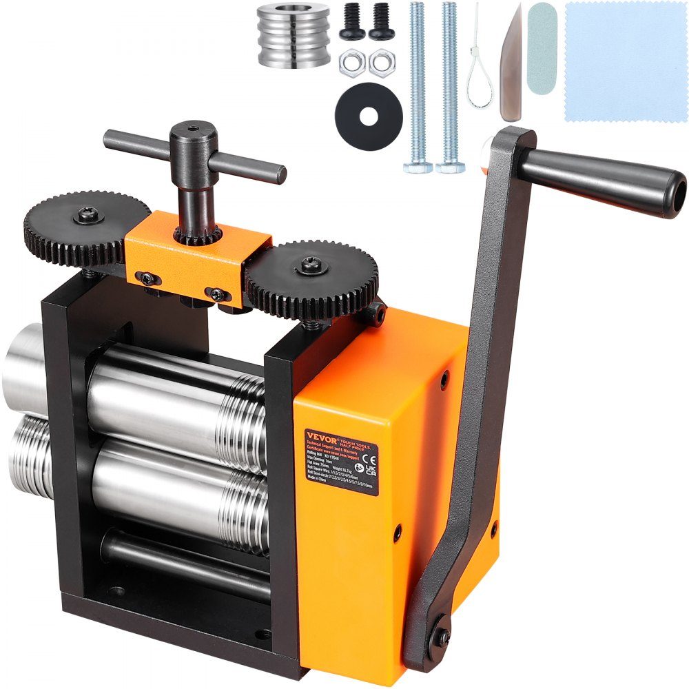 3 in 1 hand rolling mill machine 76mm combination rolling mill, hand rolling mill jewelry rolling mill adjustable thickness 0.1-7mm, hand rolling mill machine for gold, K-gold, pure silver, 925 silver etc
