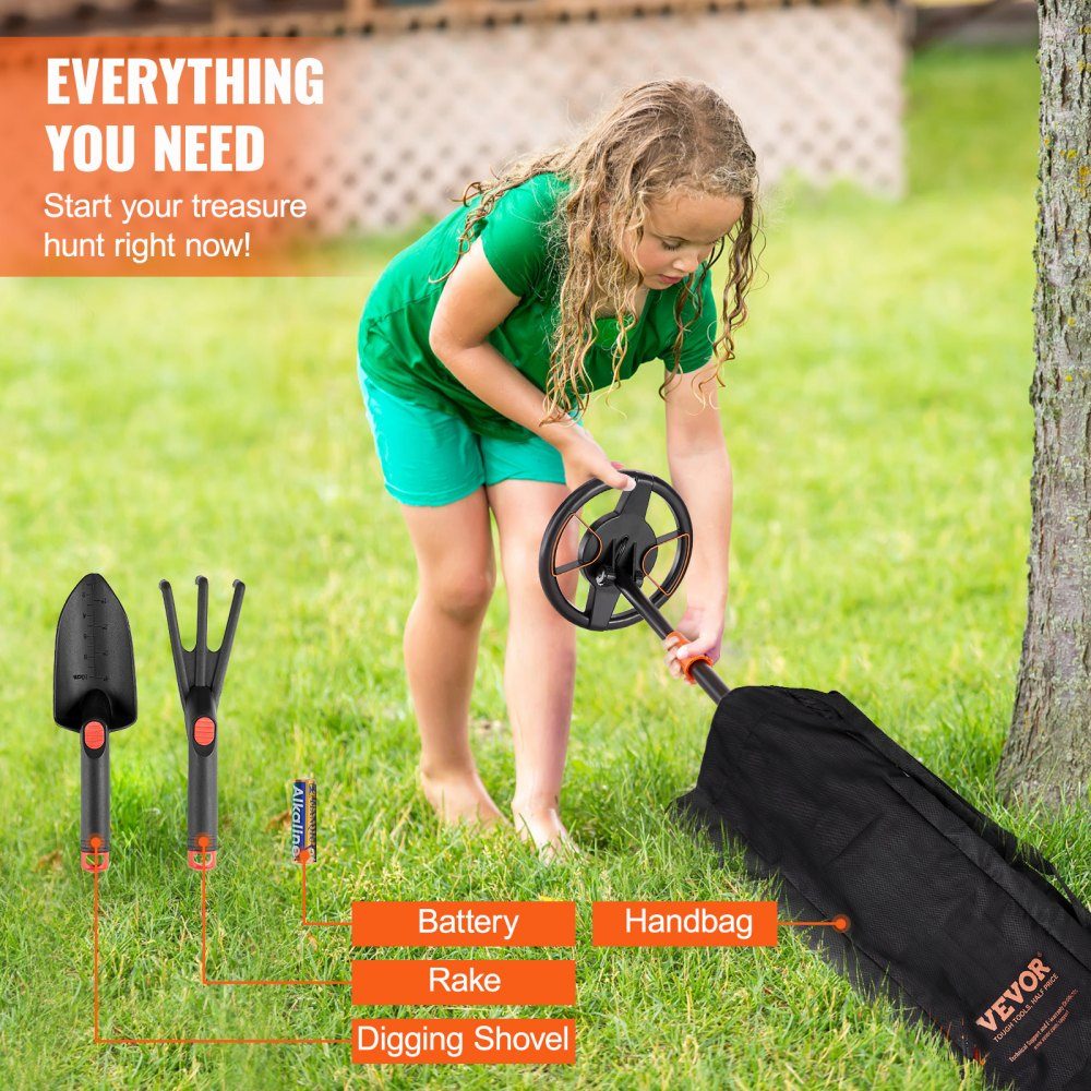 Metal Detector Set for Kids, Multifunctional Professional Detector with 2 Modes, Metal Detector, Waterproof 6" Coil for Greater Depth, with Shovel and Carry Bag