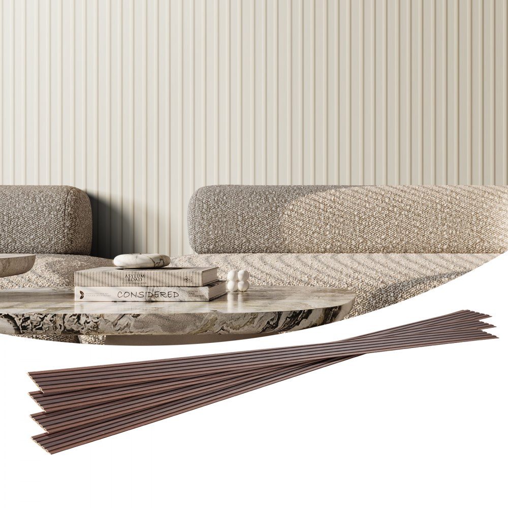 Akustikplatten, Set mit 8 Akustikplatten, 2450 x 166 x 9 mm, WPC-Akzent-Wandpaneele aus Holz für moderne Innenwände, Kunstholz-Wandpaneele für stilvolle Dekoration und Geräuschreduzierung, mattweiß