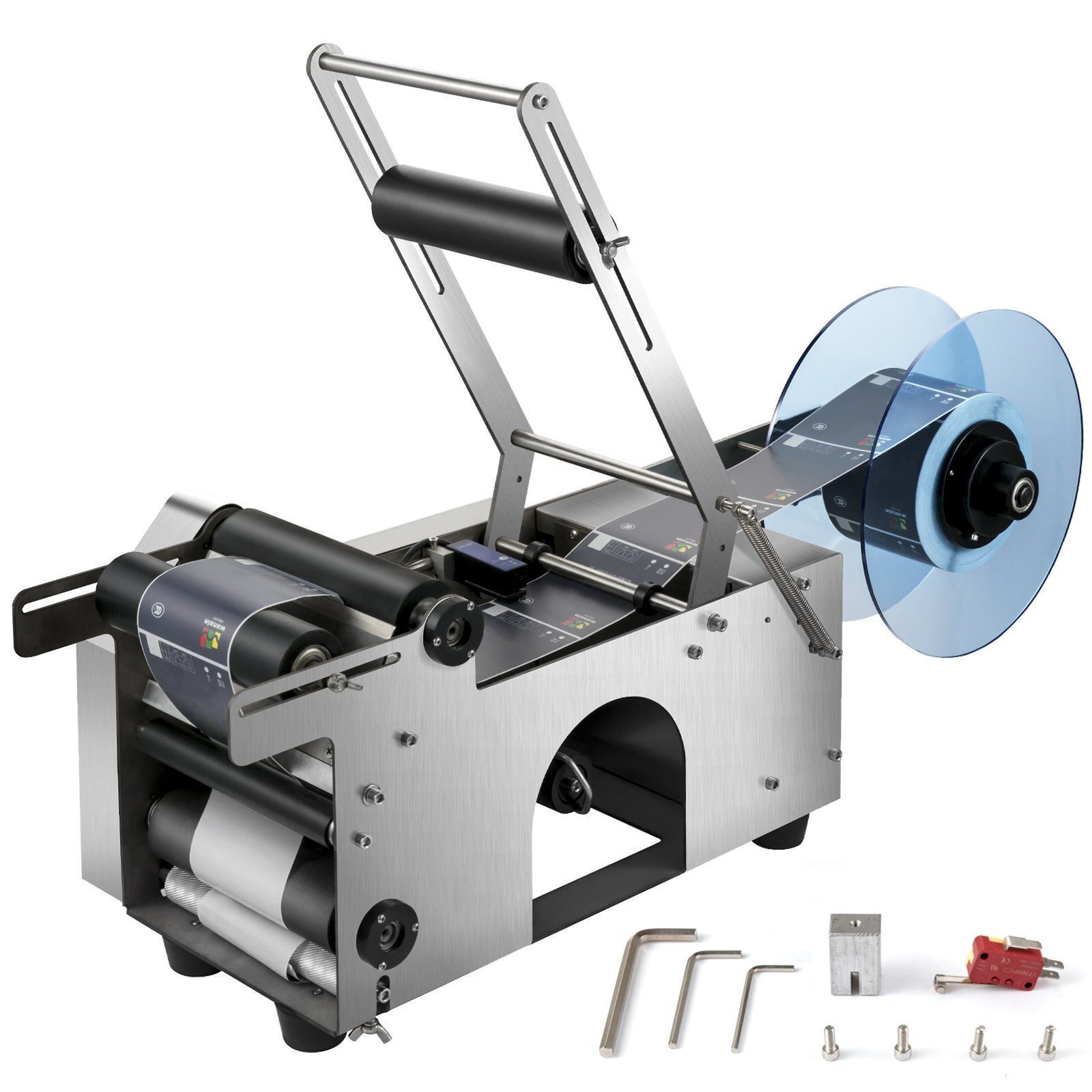 Industrial bottle labeling machine, bottle labeling machine, label applicator