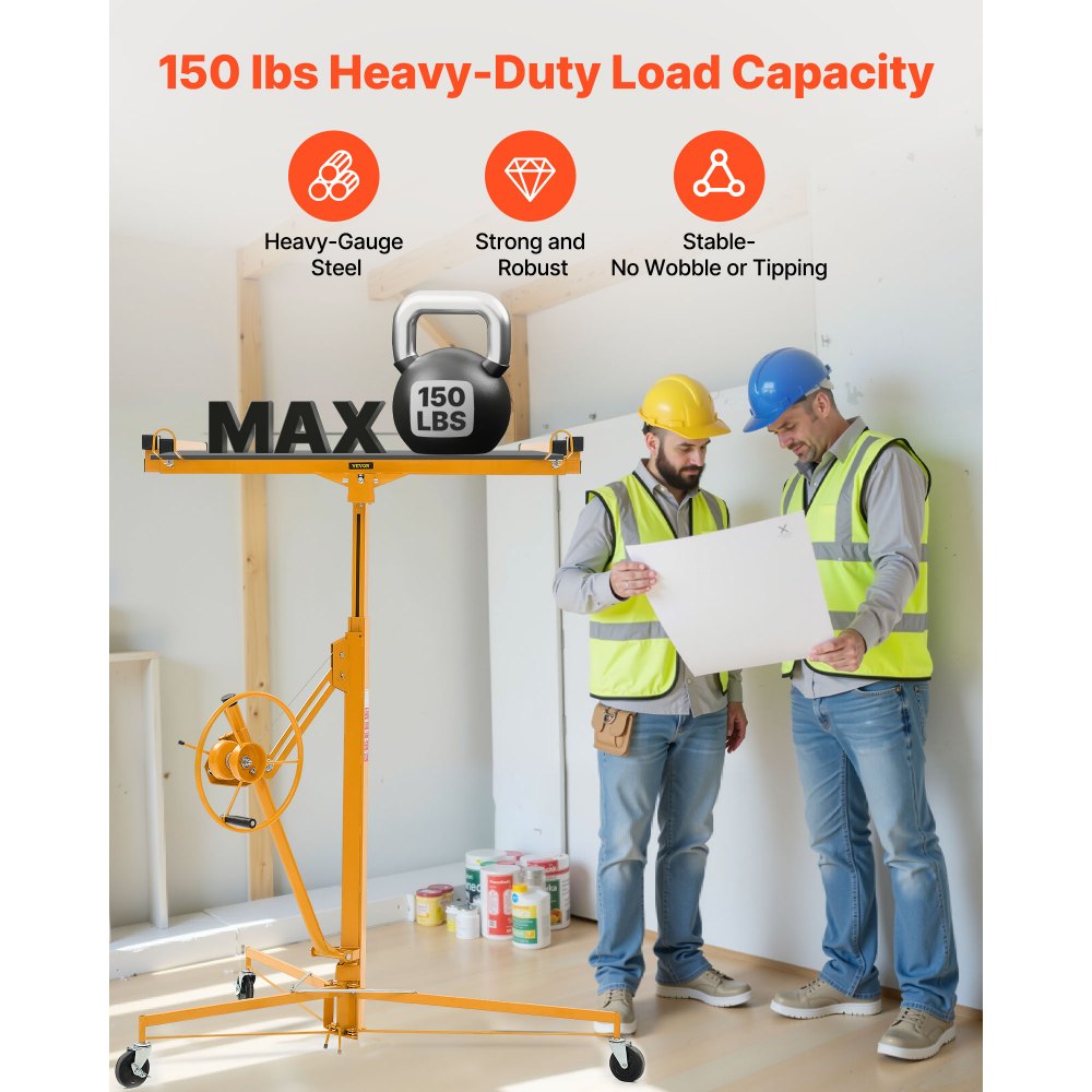 Plattenheber bis max. 68 kg, 3353 mm Höhe, Gipskartonheber mit verstellbarem Teleskoparm, Gipskarton, Trockenbauheber, Plattenheber, Hebezeug, Werkzeug, für Decken- und Wandmontage (gelb) Plattenheber bis max. 68 kg, 3353 mm Höhe, Gipskartonheber mit verstellbarem Teleskoparm, Gipskarton, Trockenbauheber, Plattenheber, Hebezeug, Werkzeug, für Decken- und Wandmontage (gelb)