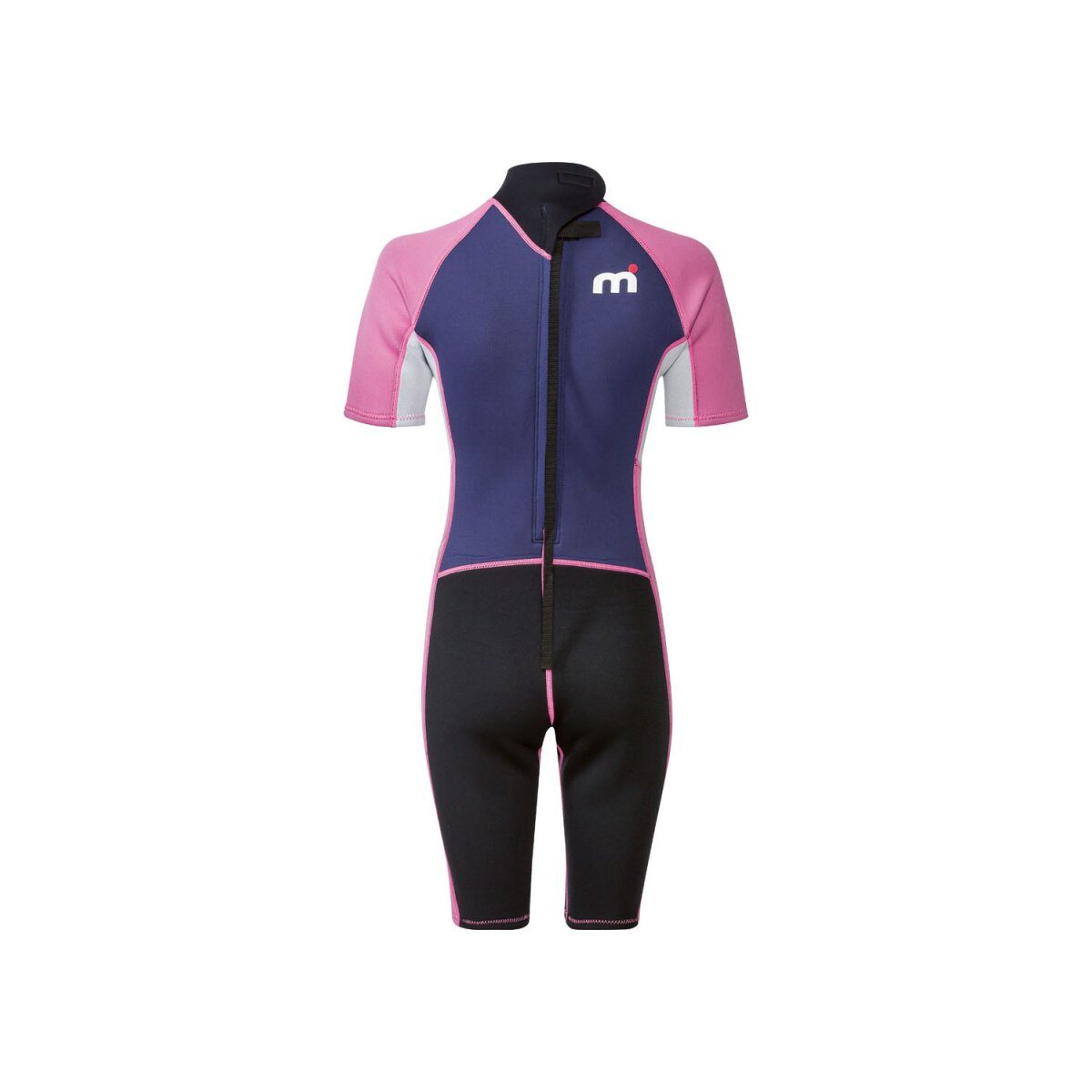 Mistral women's short wetsuit with back zip, black/purple/pink