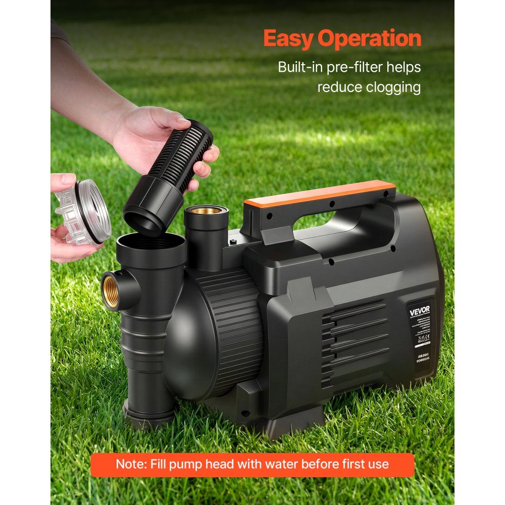 Gartenpumpe 1300 W, Bewässerungspumpe max. Förderleistung 4800 L/h, PP-Strahlpumpe, Saugpumpe mit 48 m Förderhöhe, intelligente elektronische Steuerung, für Gartenbewässerung und Rasensprinkler