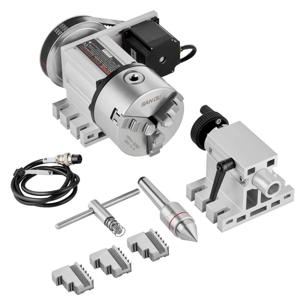 Drehfutter K11-100 mm Spannfutter Dreibackenfutter 4. Achse der CNC-Rotationsachse, ein Untersetzungsverhältnis von 6:1 und ein Nema23 Zweiphasen-Schrittmotor 3 Backenfutter für CNC-Fräsen