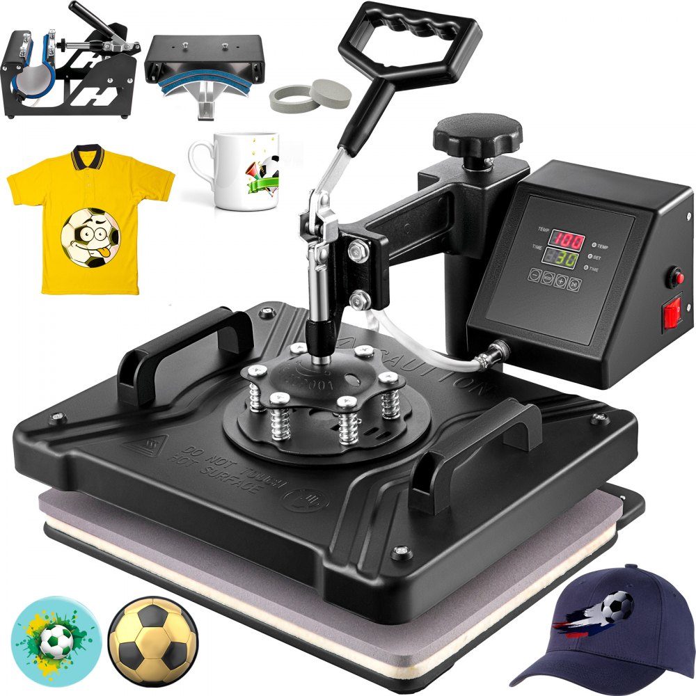 Heat Press 5 in 1 Heat Press Machine 38 x 30cm T-Shirt Press Machine Heat Press Machine DIY Heat Press with Digital LED Temperature and Time Control
