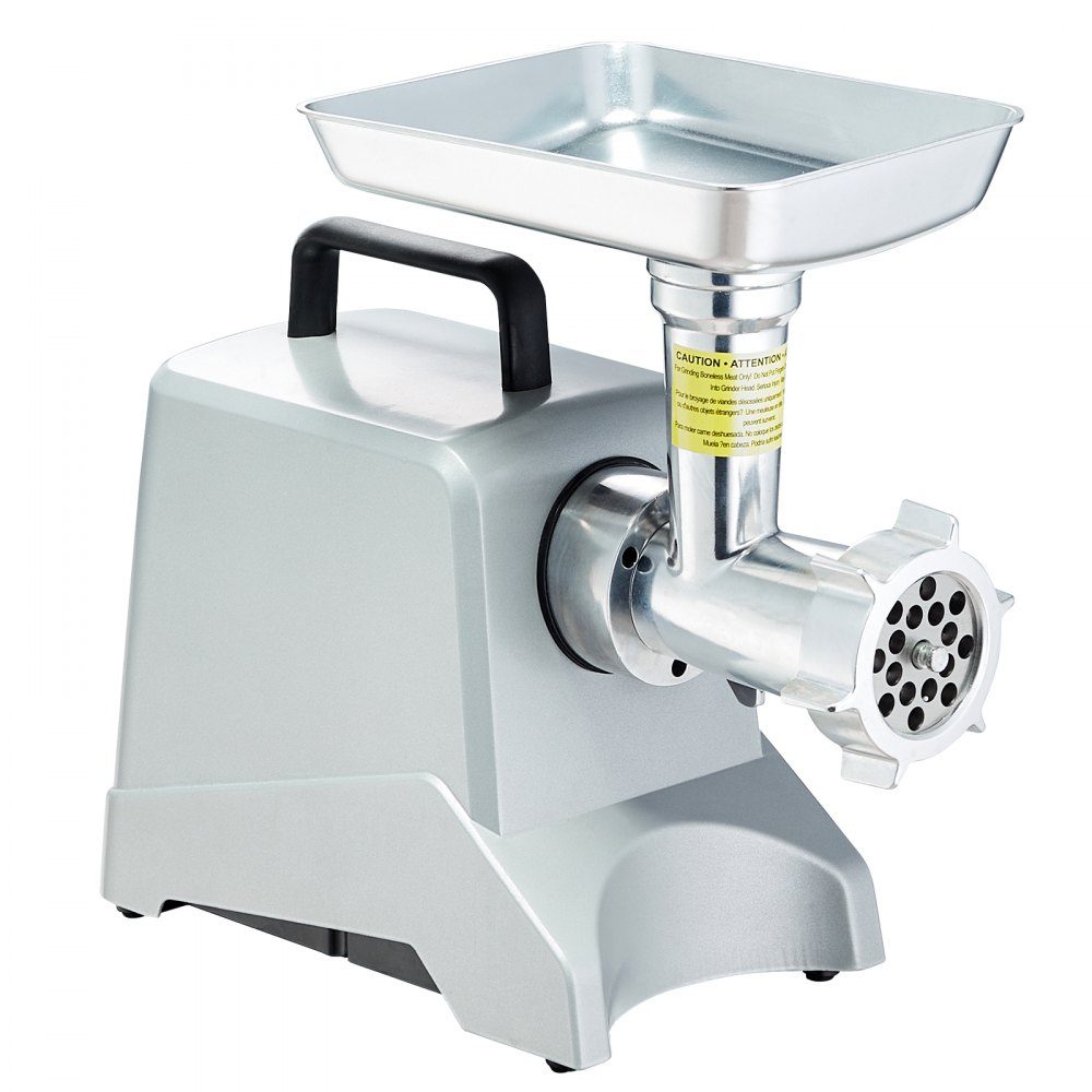 Elektrischer Fleischwolf, 2,27 kg/Min., 575 W (800 W max.), Industrieschneider mit Klinge (4,5 mm) und Mahlplatte, Wurstfüllklinge und 3 Rohren, kommerzieller Fleischschneider aus Aluminium