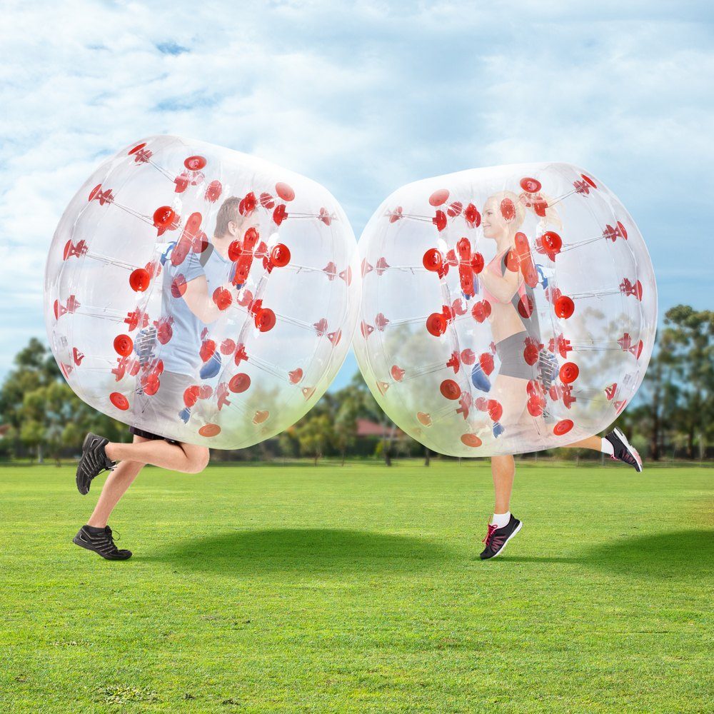 Aufblasbarer Bump-Ball, Bumper-Ball, 1 Stück, 1,2 m x 1,03 m, menschlicher Kollisionsball, PVC-Körper-Blasen-Bounce-Ball für Outdoor-Aktivitäten, transparent + rote Punkte, aufblasbarer Bumper-Ball
