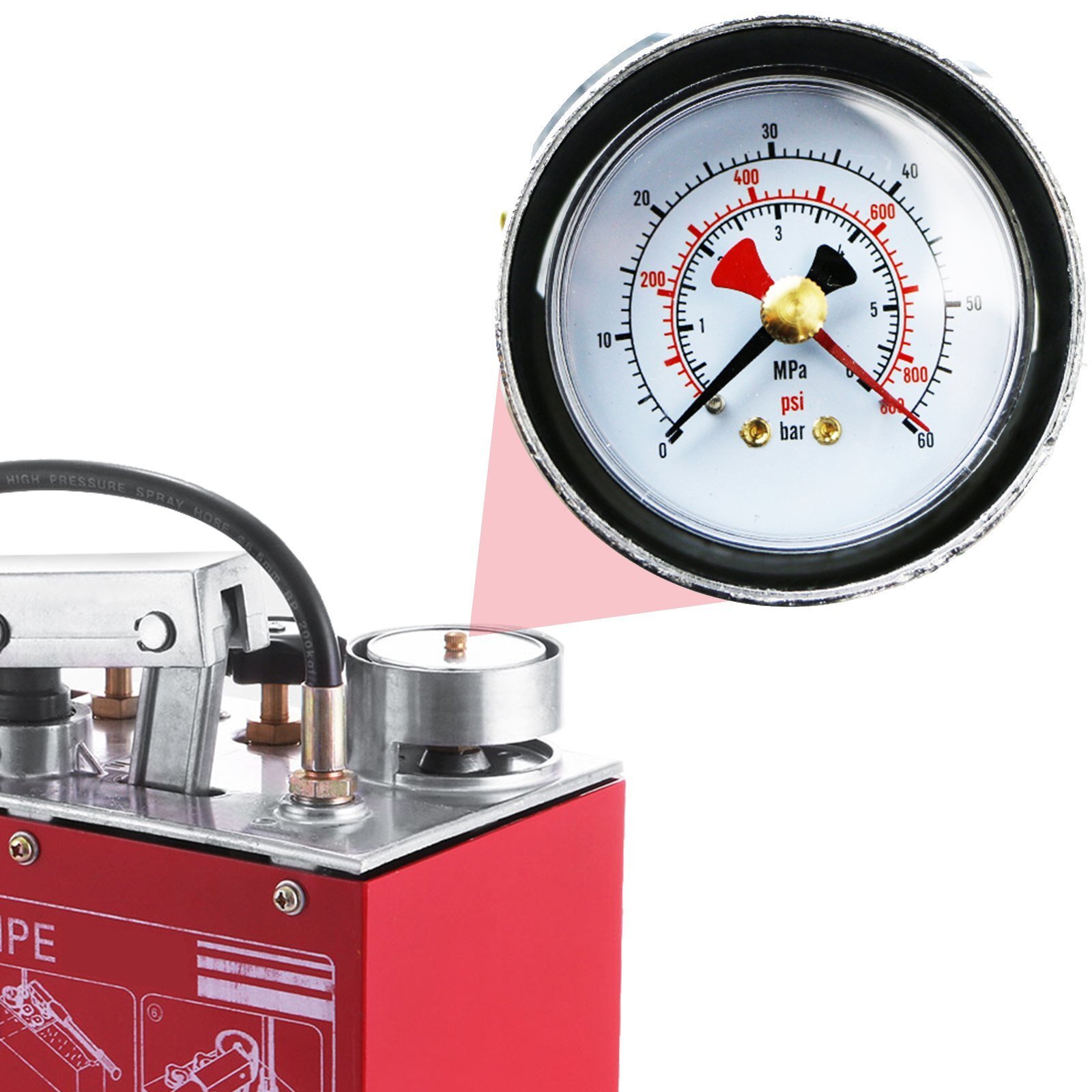 Testpomp 725 PSI druktestpomp druktestpomp testpomp 5 MPa vulpomp 0-50 bar verwarming lekdruktestpomp ideaal voor waterleidingsystemen verwarmingssystemen airconditioning enz.