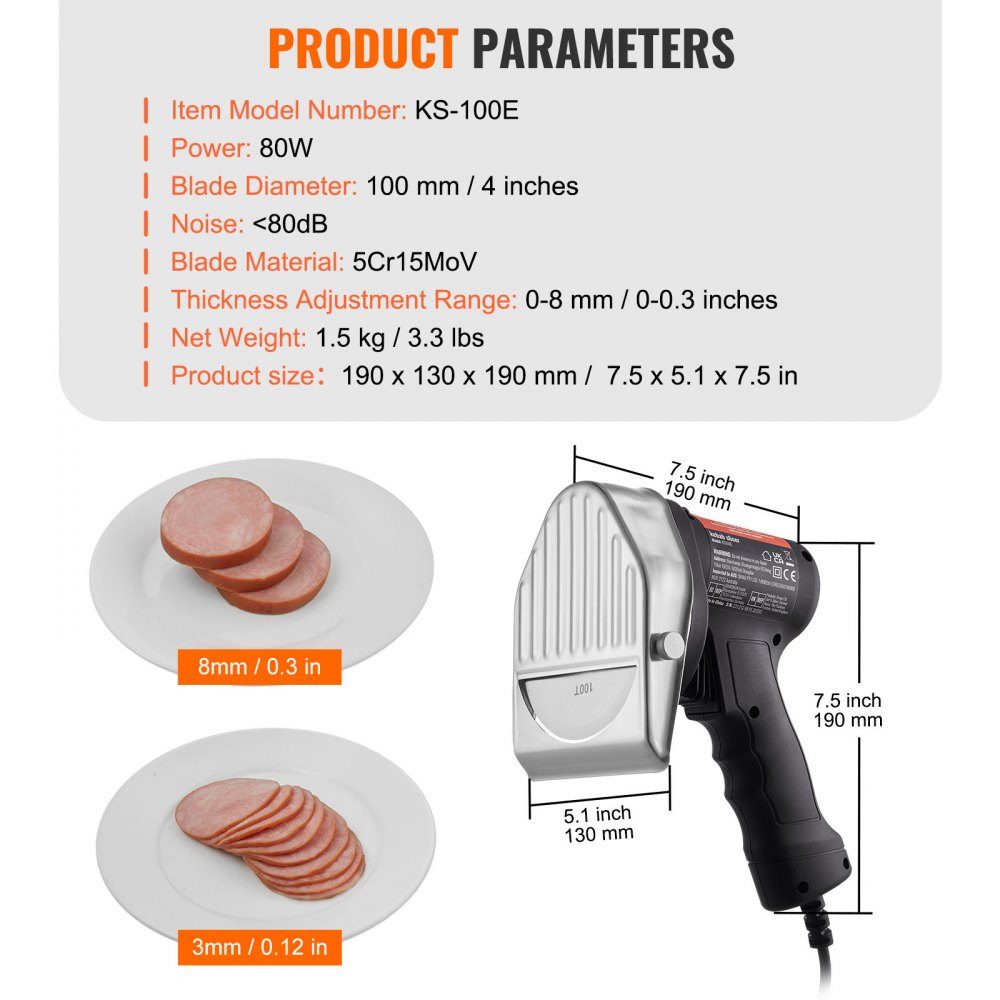 Elektrisches Shawarma-Messer, 80 W, türkisches Kebab-Messer, kommerzieller Gyro-Schneider aus Edelstahl, Döner-Kebab-Fleischschneider mit 2 Klingen, 100 mm Klingendurchmesser