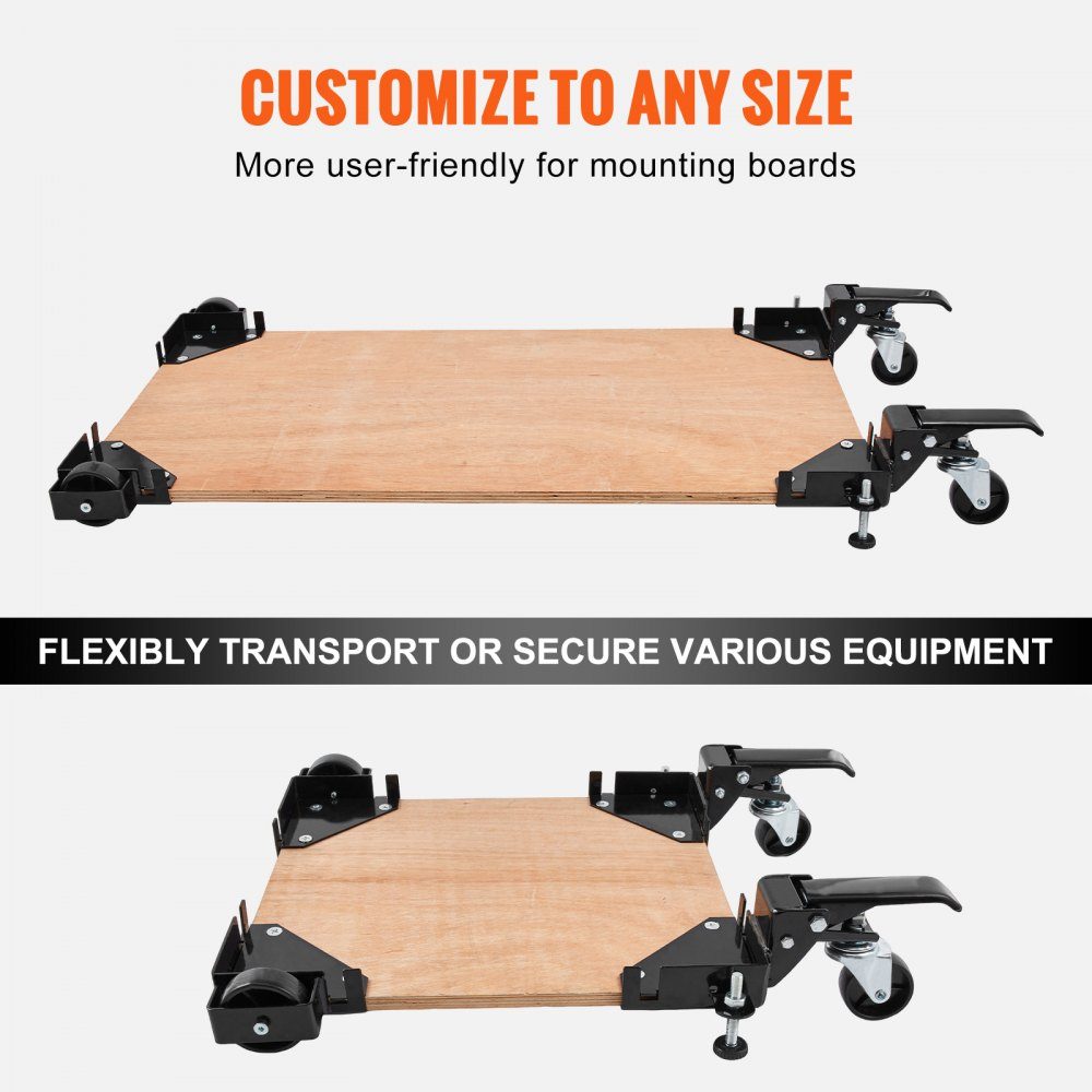 Mobile base, 400 lbs, adjustable from 9.5 x 9.5 mm to infinity. Robust, universal mobile stand with rotating wheels for woodworking equipment, band saws, power tools, machines