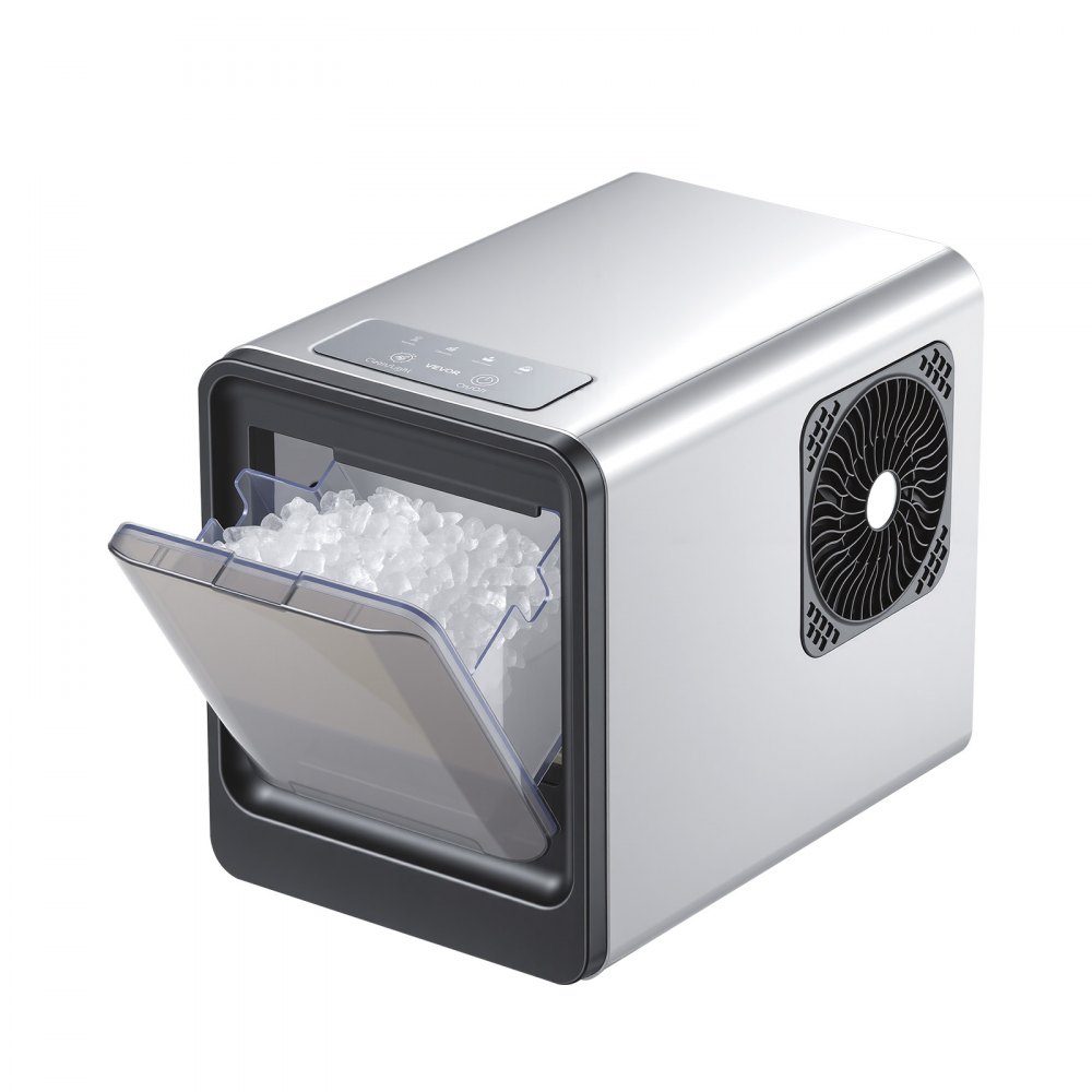 Machine à glaçons de table, 15 kg par jour, machine à glaçons portable autonettoyante avec cuillère et bac à glaçons, machine à glaçons pour mâcher de la glace pour les fêtes dans la cuisine à la maison, au bureau, au bar