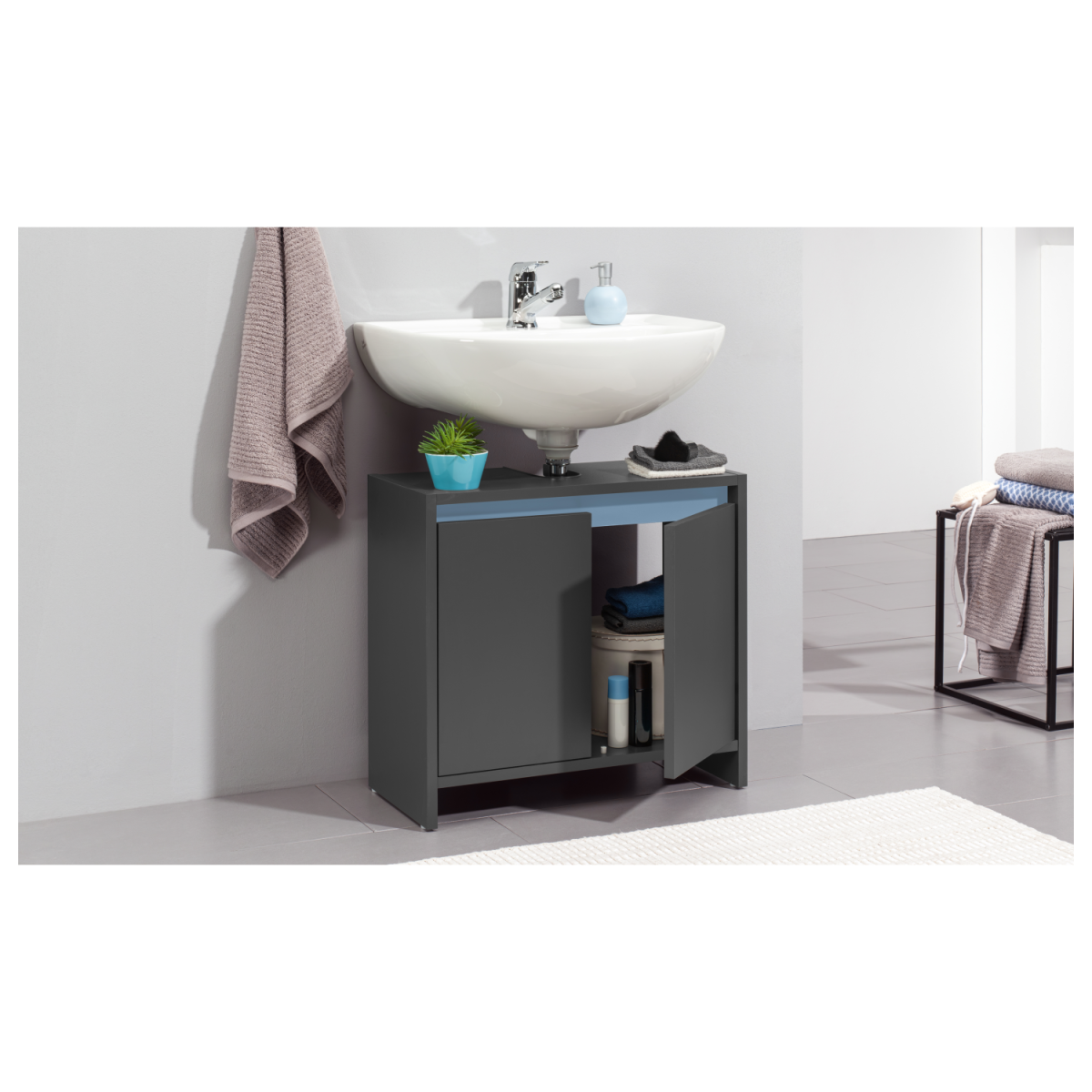 LIVARNO home Meuble vasque « Oslo » avec 2 portes, anthracite