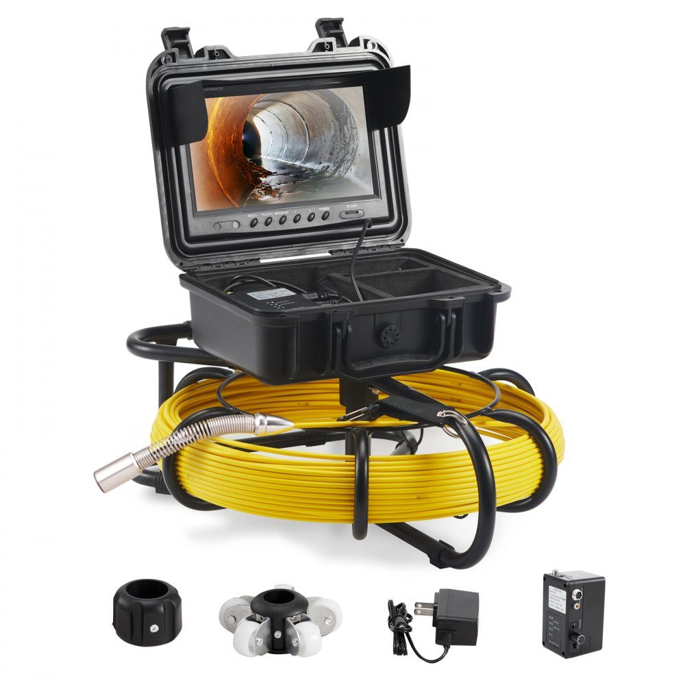 Sewer Camera 50m 23cm Screen Pipe Inspection Camera with DVR Function IP68-Kamera with 12 Adjustable LEDs with a 16GB SD Card for Sewer Pipe Home Sewer Pipe