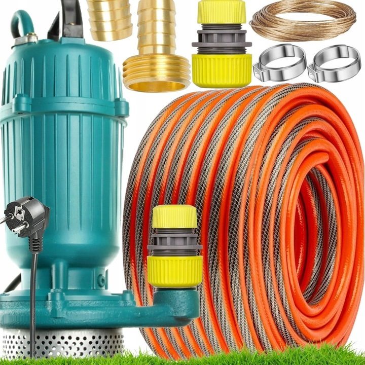 Hochleistungs-Schmutzwasserpumpe mit 20m Gartenschlauch im Set