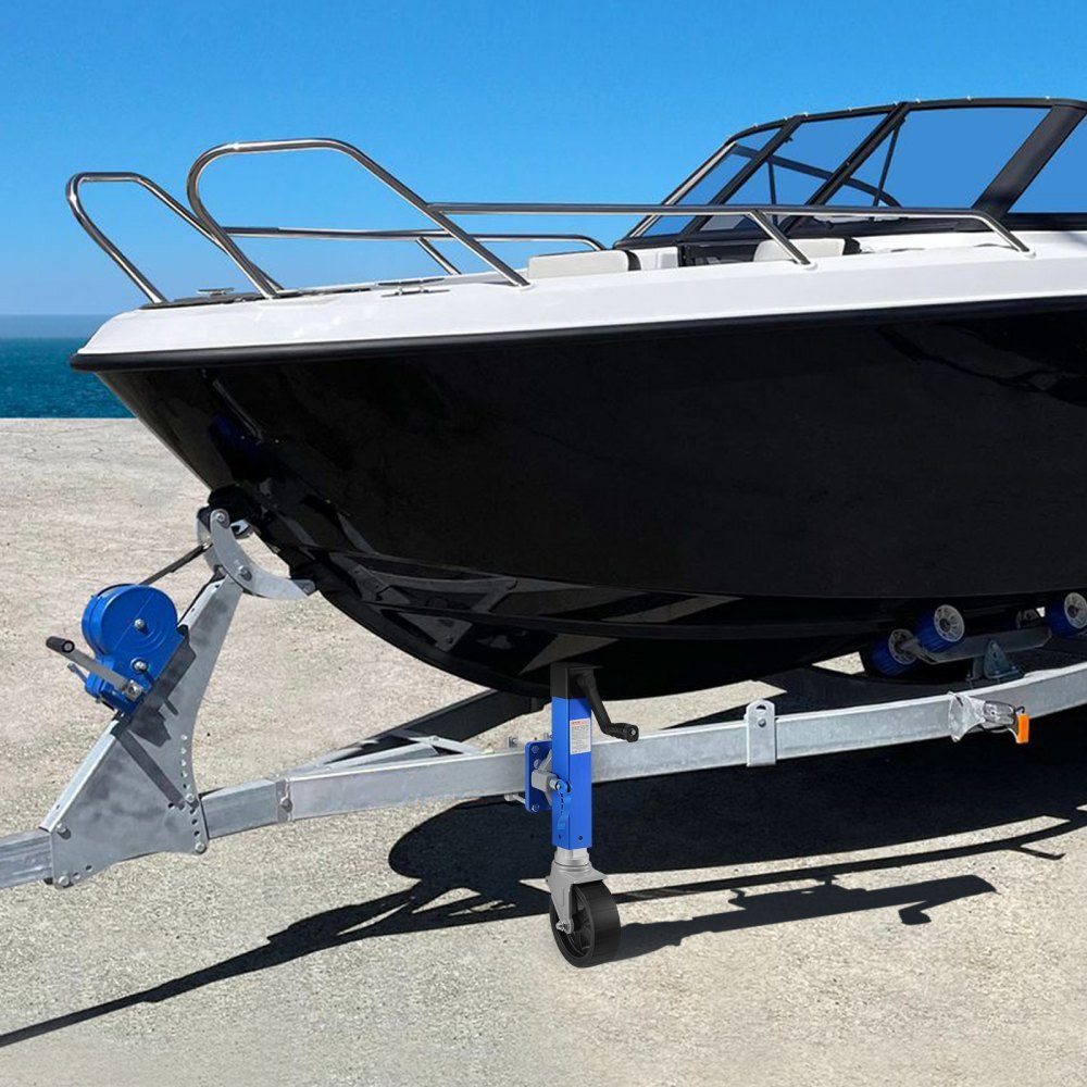 Cric de remorque avec roue, support de remorque de 725 kg, cric de remorque de bateau pivotant en PP à roue unique, moyeu de 254 mm, remorque de voyage boulonnée avec poignée pour camping-car, bateau, remorque à chevaux, remorque utilitaire