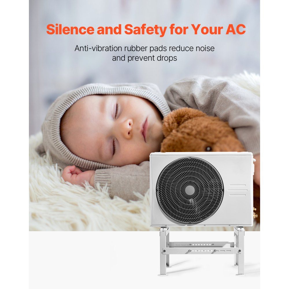 Air Conditioner Floor Stand, Anti-Vibration Mini Split Stand for 9000-60000 BTU Ductless Air Conditioner Heat Pumps, Floor Mount AC Base Bracket with Max 350kg Load Capacity