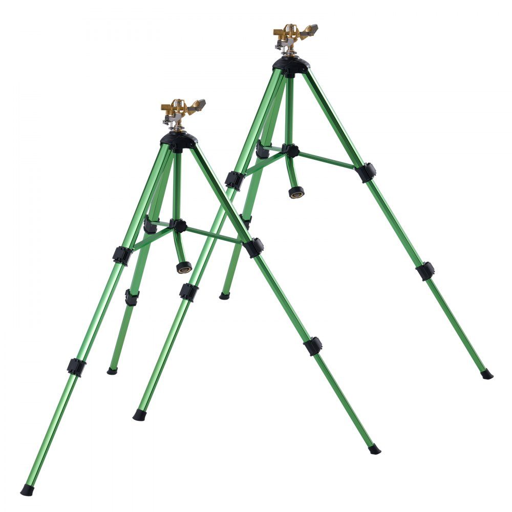 Sprinkler-Teleskopstativ, 2er-Set mit Messingkopf und G3/4-Zoll-Anschluss, 360-Grad-Hochleistungs-Rasensprinkler für große Flächen, verstellbare Höhe 430 mm, 686 mm, 940 mm für den Hof