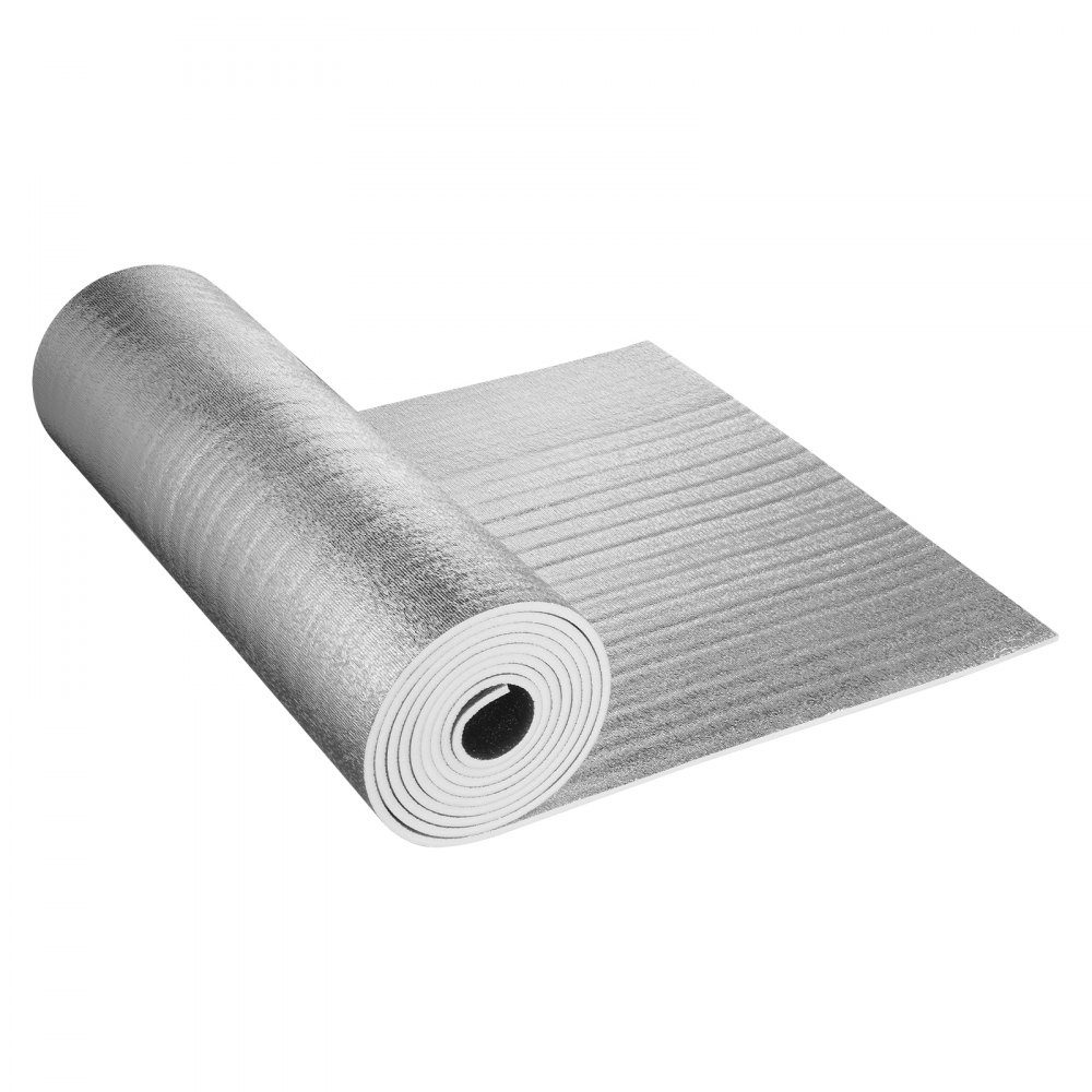 Rouleau d'isolation réfléchissant double, barrière radiante avec noyau en mousse, 15,1 mm, 48" x 25 pieds, panneau réfléchissant la chaleur double face en feuille d'aluminium et mousse EPE, rouleau d'isolation thermique pour fenêtres et toits de camping-c