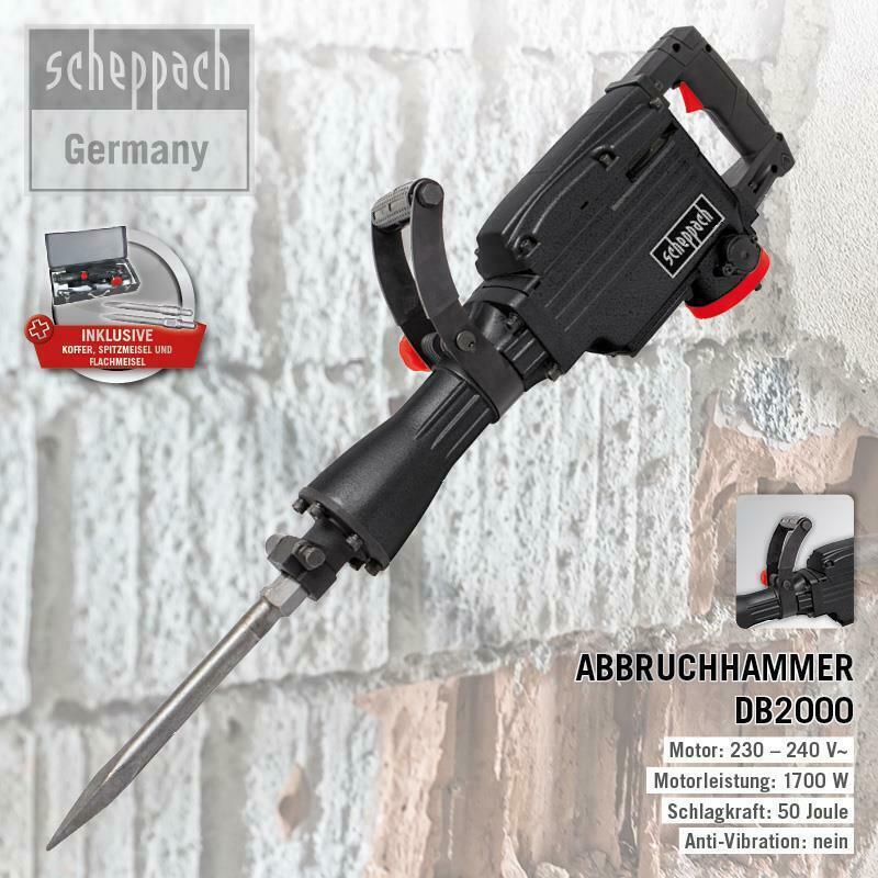 *WYPRZEDAŻ* Scheppach 50J, młot wyburzeniowy, młot do uszczelniania, młot udarowy DB2000, identyczny jak AB1700 *WYPRZEDAŻ* Scheppach 50J, młot wyburzeniowy, młot do uszczelniania, młot udarowy DB2000, identyczny jak AB1700