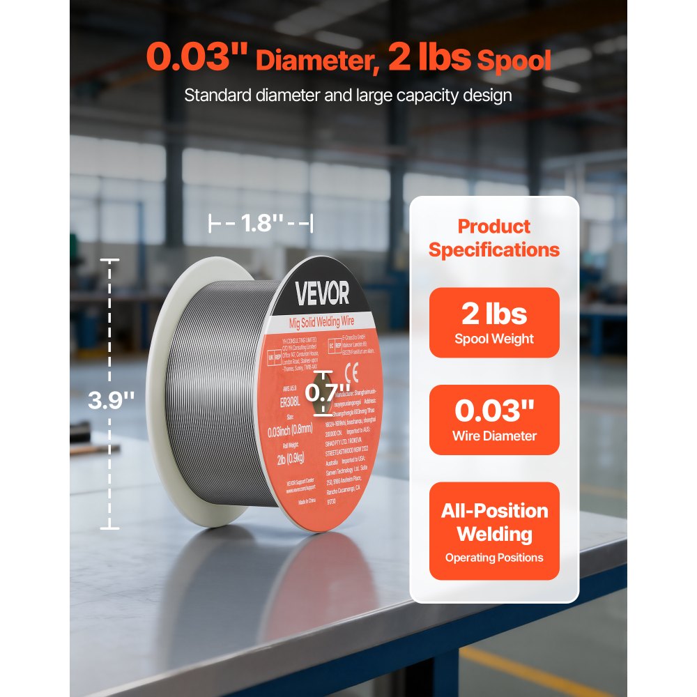 Fil de soudage MIG 0,8 mm Fil de soudage solide ER308L Fil blindé au gaz Rouleau de fil en acier inoxydable de 0,9 kg avec une capacité d'alimentation élevée pour le soudage sous protection gazeuse dans toutes les positions de soudage 1 pièce Fil de soudage MIG 0,8 mm Fil de soudage solide ER308L Fil blindé au gaz Rouleau de fil en acier inoxydable de 0,9 kg avec une capacité d'alimentation élevée pour le soudage sous protection gazeuse dans toutes les positions de soudage 1 pièce