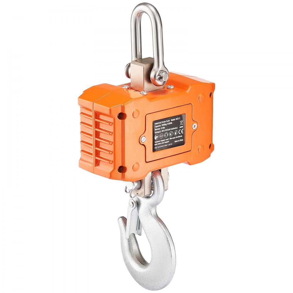 Industrielle Hängewaage, 1000 kg, robuste digitale Kranwaage mit Fernbedienung, Lastwaage, Gehäuse aus Aluminiumguss, hochpräzises LCD-Display für Bau, Fabrik, Bauernhof, Jagd, Orange