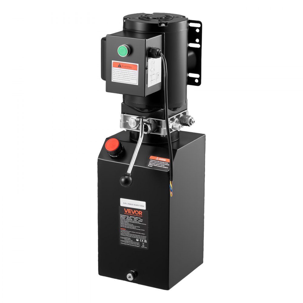 Hydraulic Pump Hydraulic Units AC 220V, 15Qt Single Acting Hydraulic Unit, 6.3L/min Oil Flow, Max Delivery Pressure 22MPa for Dump Trucks, Automotive Workshops, Lifts, Black